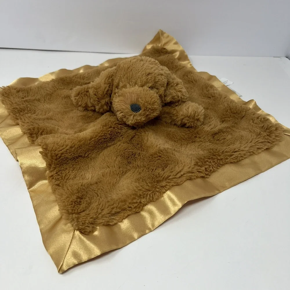 Cloud Island Security Blanket 14in Brown Puppy Satin Trim Swirl Plush Dog